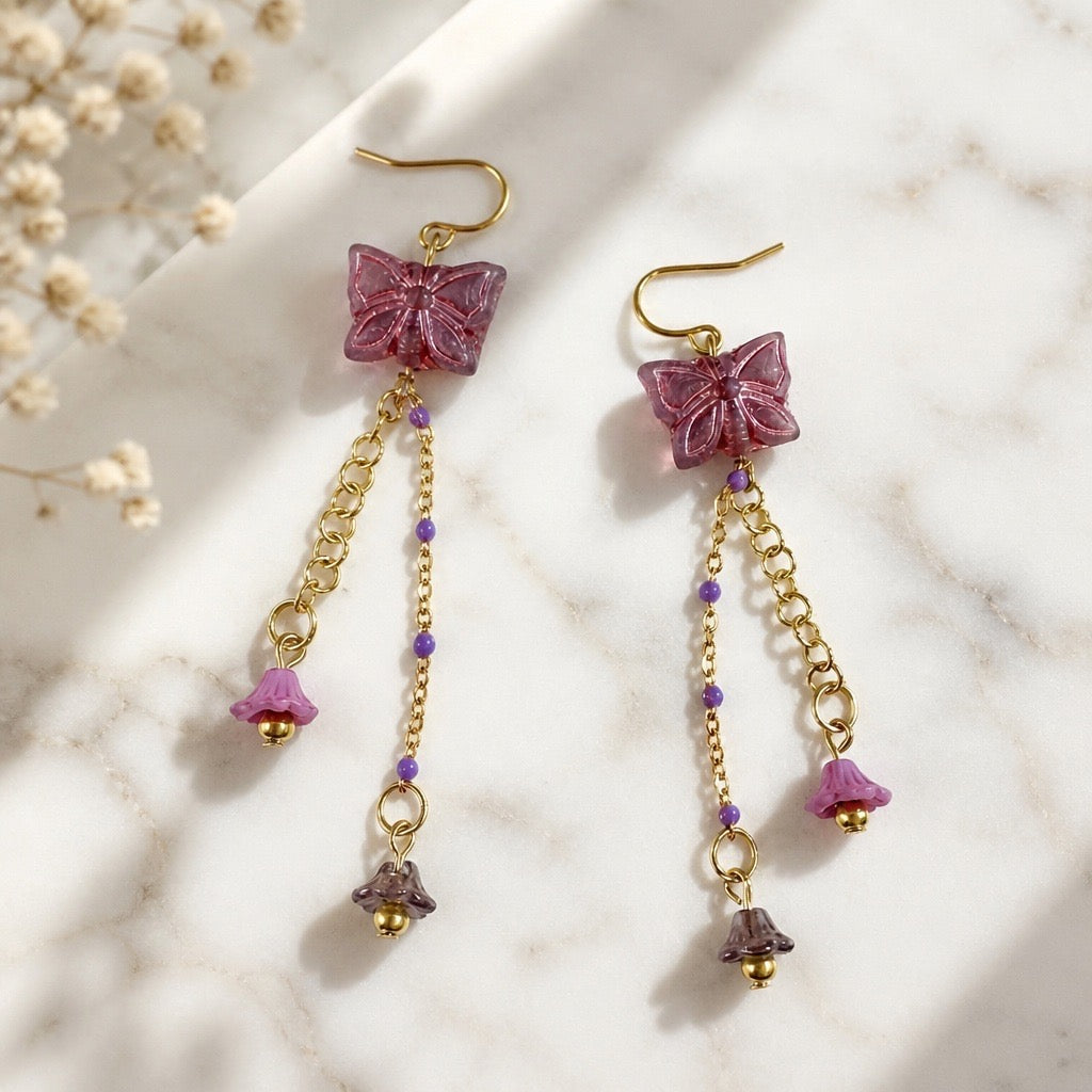 Butterfly Floral Tassel Earrings