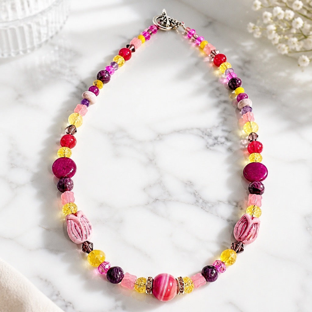 Agate & Citrine Tulip Necklace