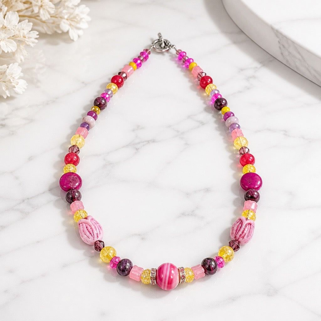 Agate & Citrine Tulip Necklace