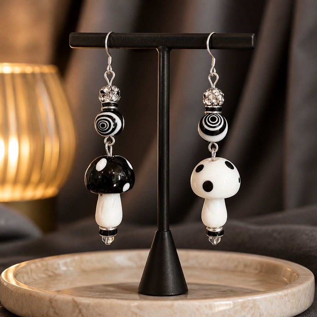 Mismatched Mushroom Earrings