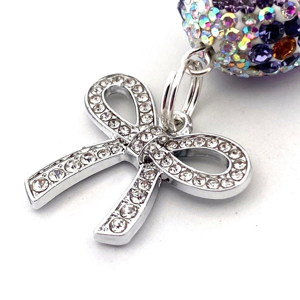 Sparkly Purple Beaded Necklace: Bow Pendant, Amethyst Gemstones