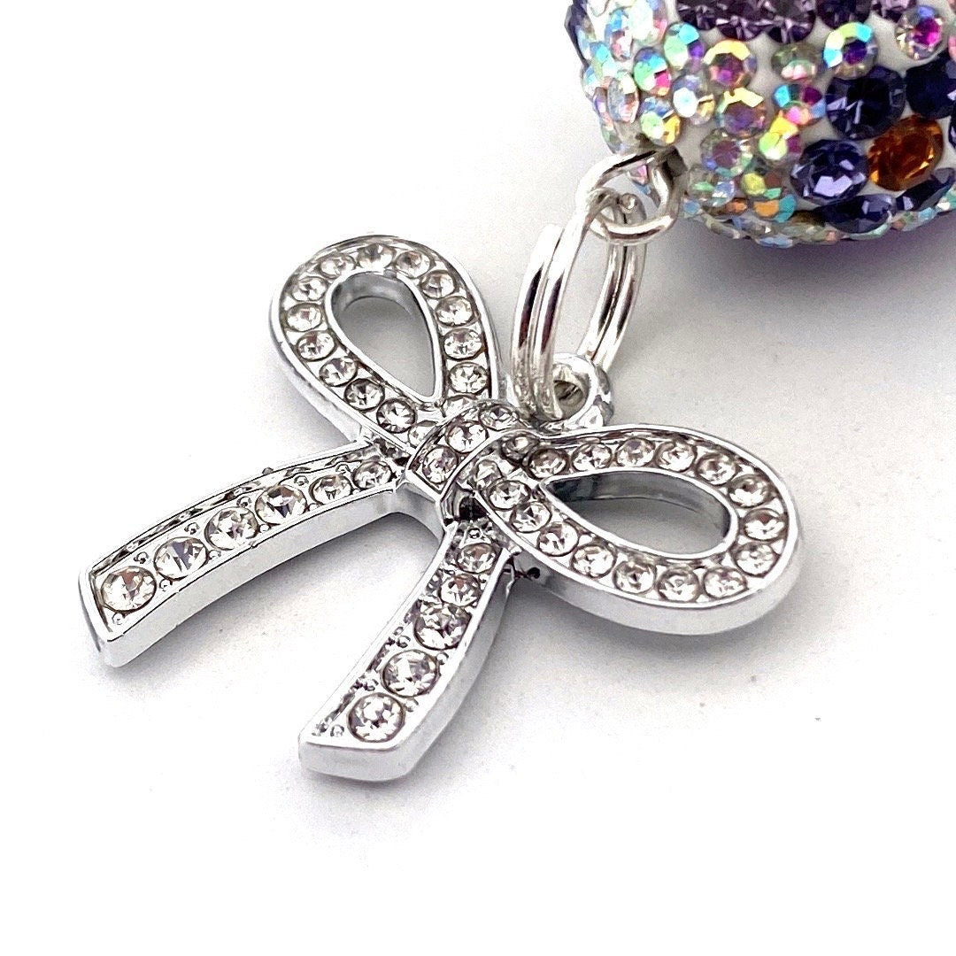 Sparkly Purple Beaded Necklace: Bow Pendant, Amethyst Gemstones