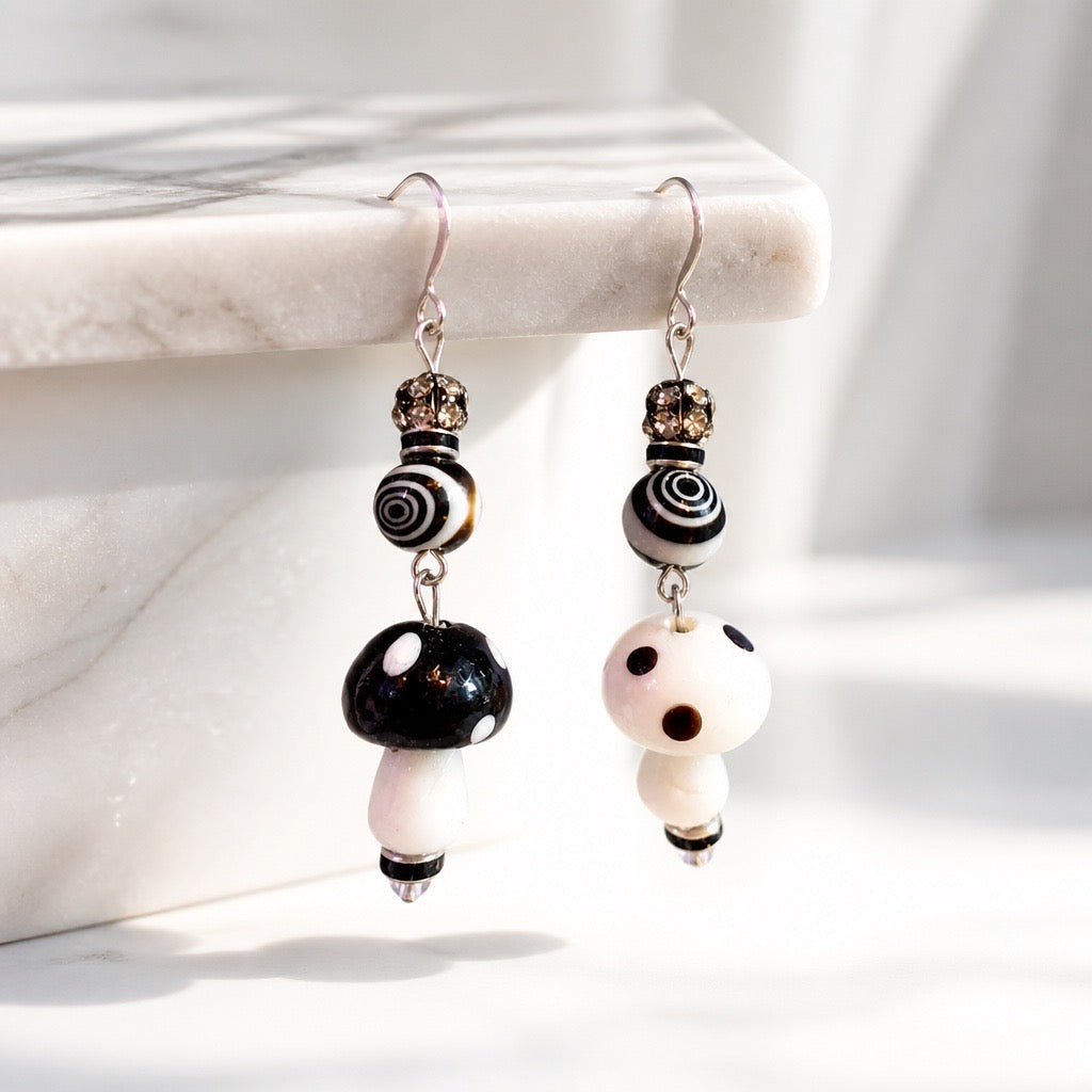 Mismatched Mushroom Earrings