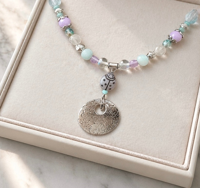 Pastel Beaded Floral Necklace