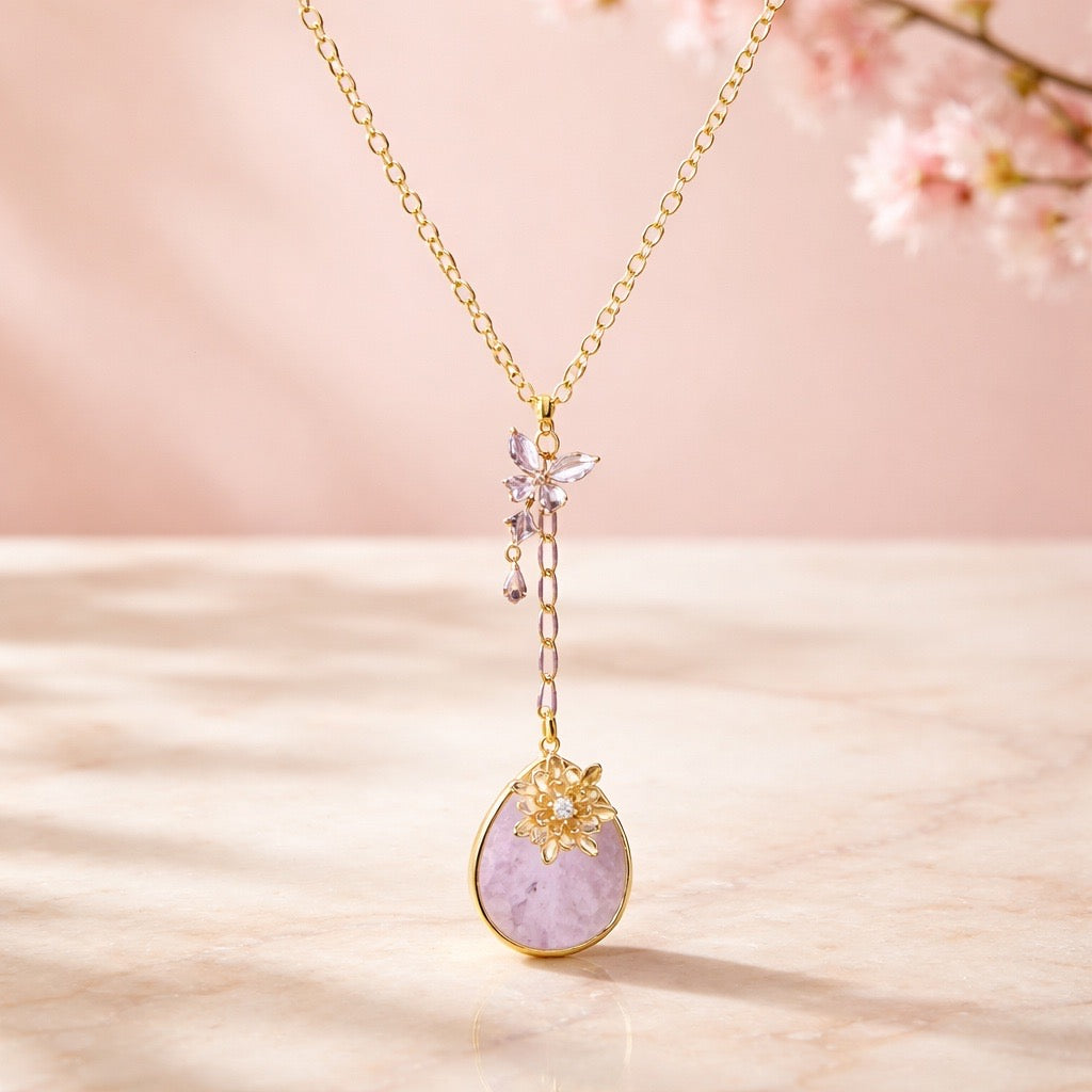Lepidolite Butterfly Necklace