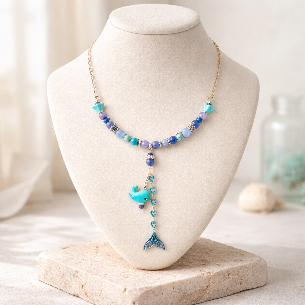 Whimsical Whale & Mermaid Necklace