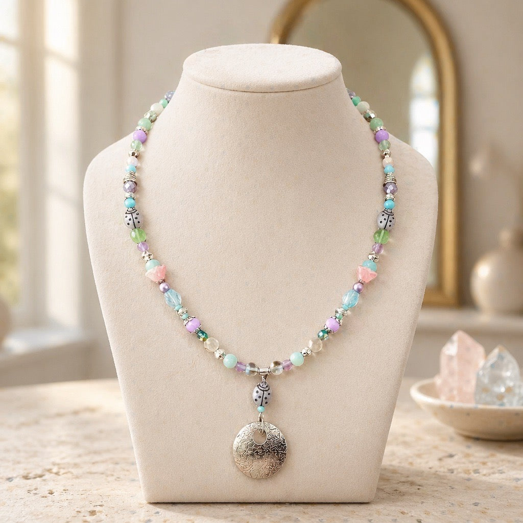 Pastel Beaded Floral Necklace