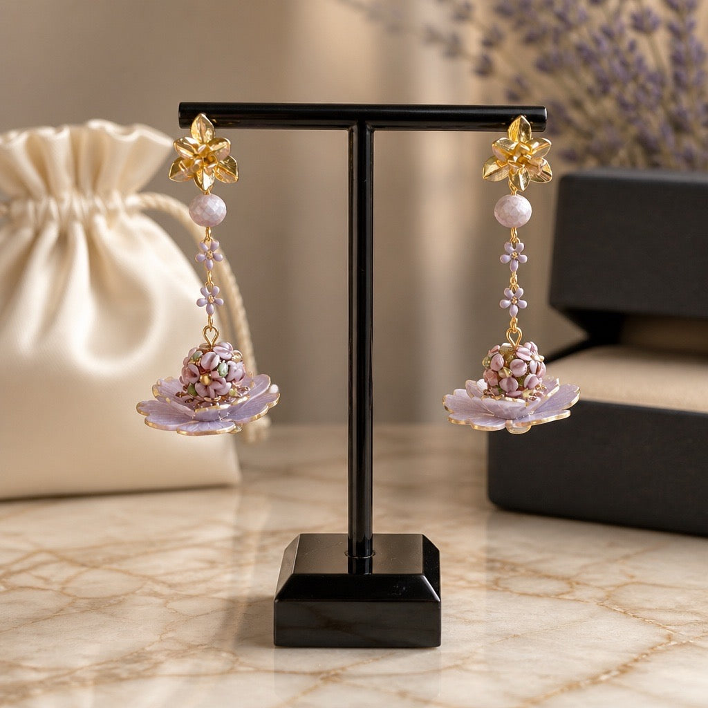 Lavender Floating Flower Earrings
