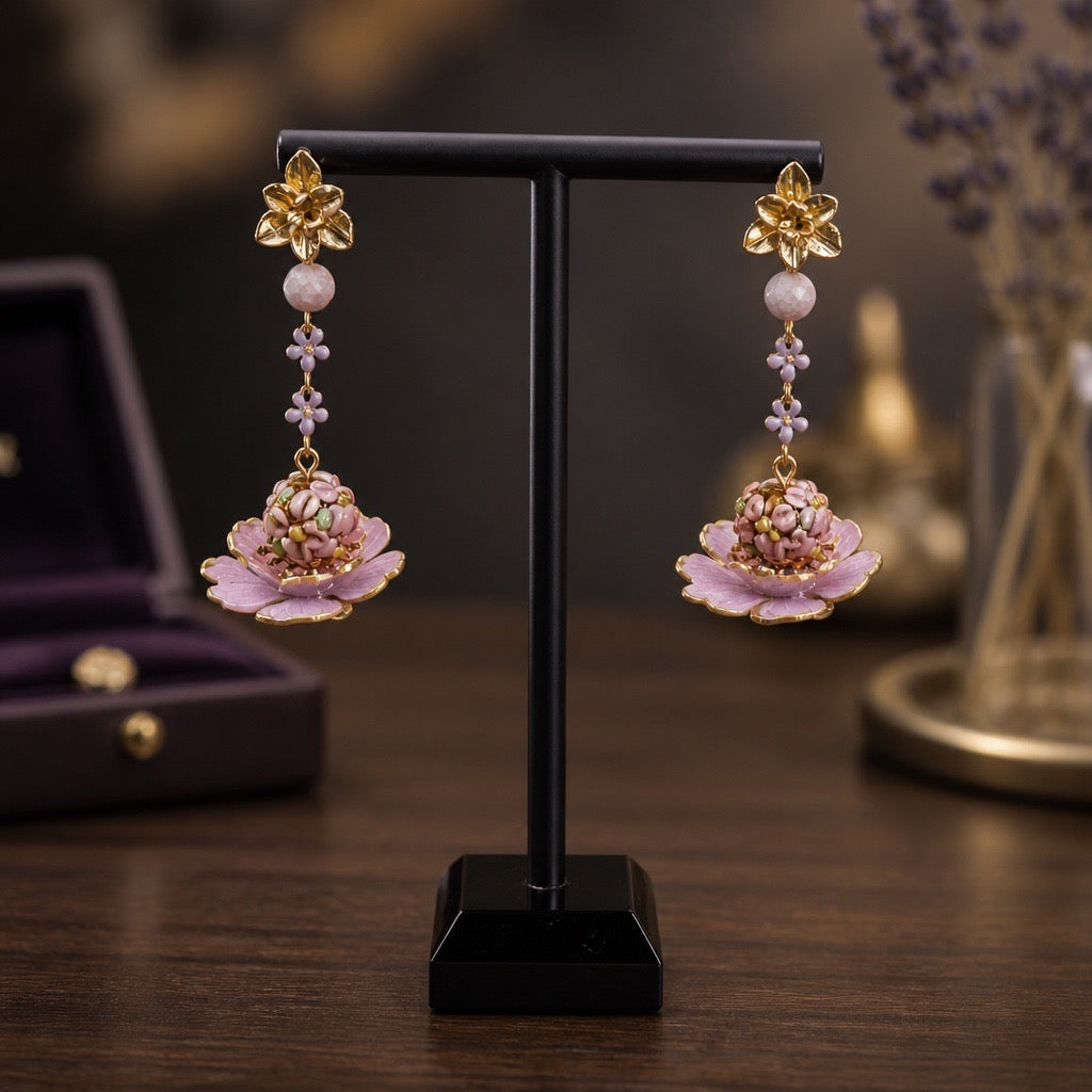 Lavender Floating Flower Earrings
