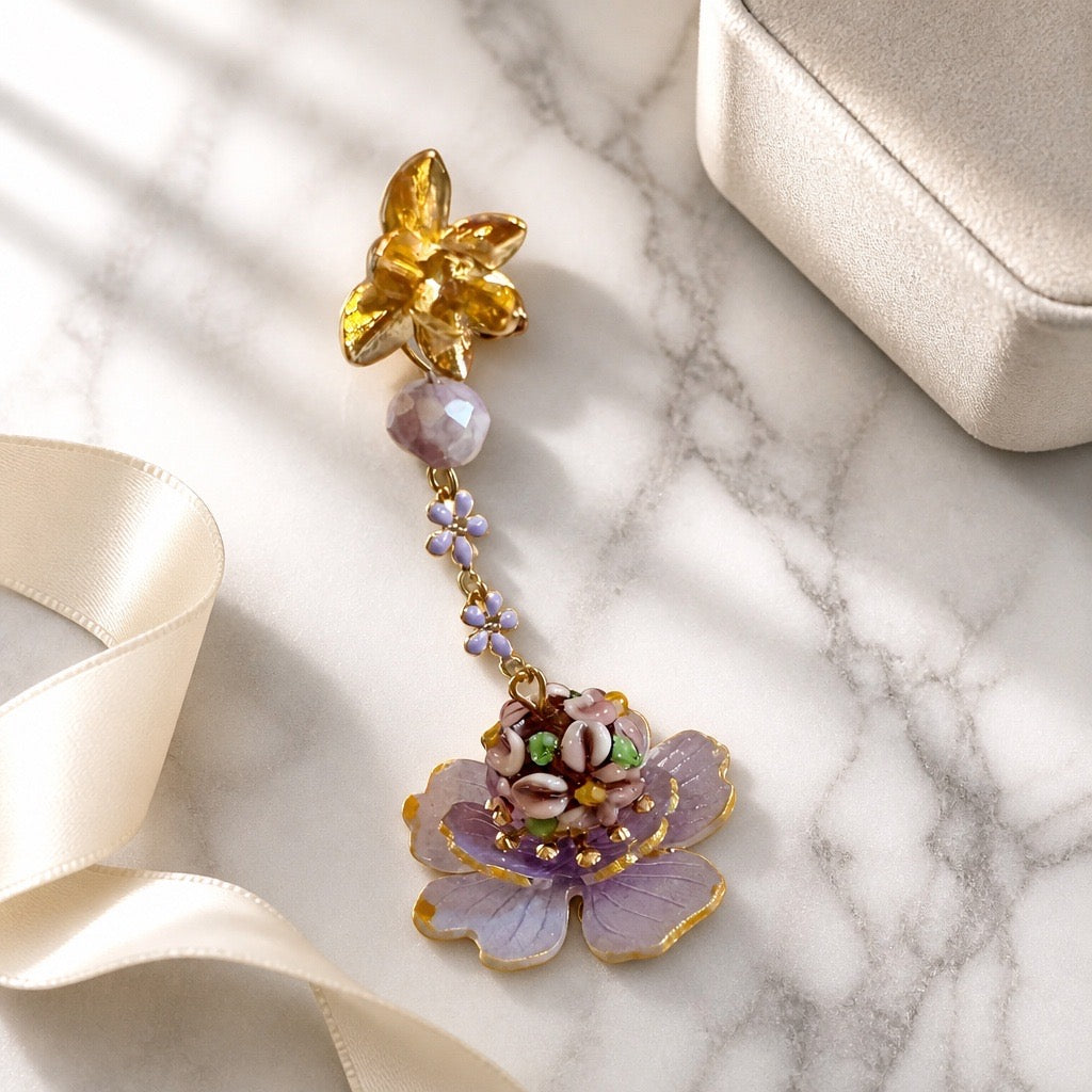 Lavender Floating Flower Earrings