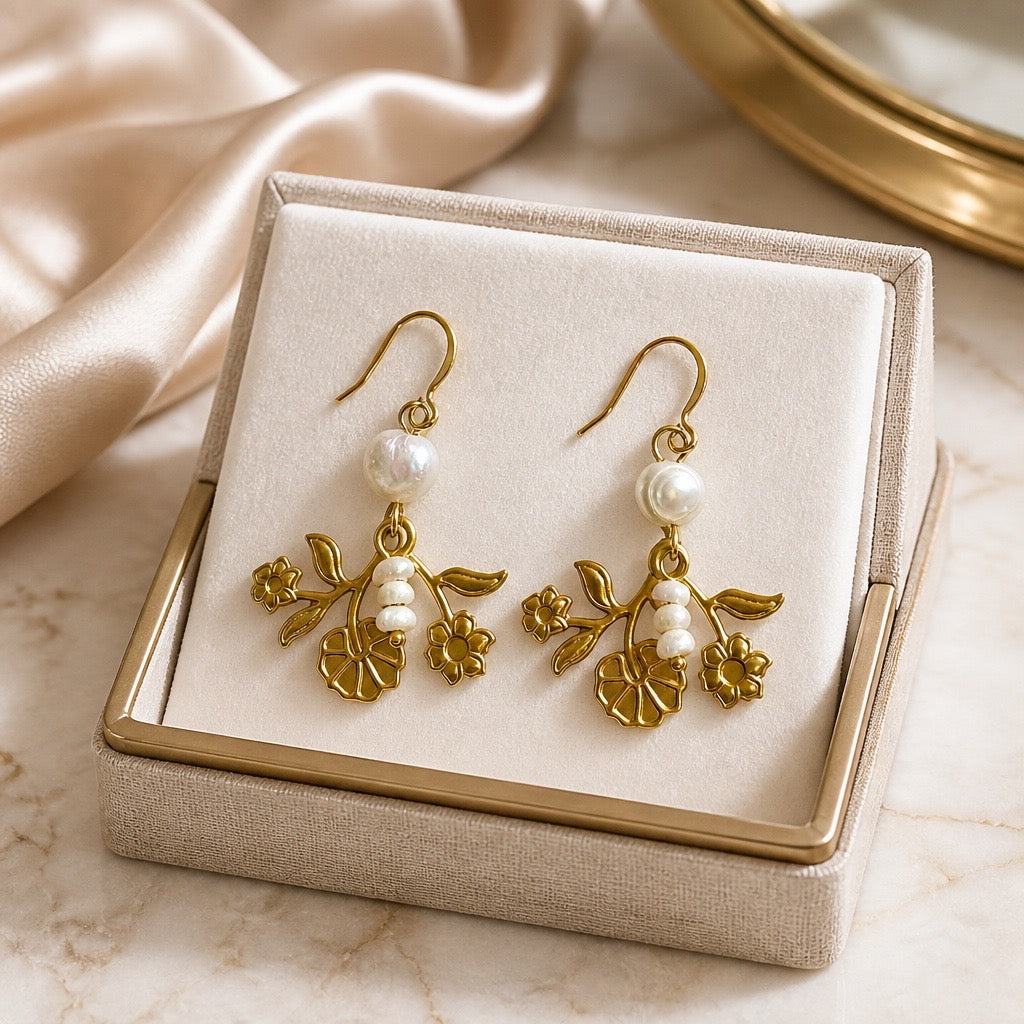 Floral Freshwater Pearl Earrings