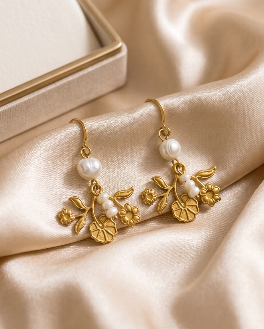 Floral Freshwater Pearl Earrings