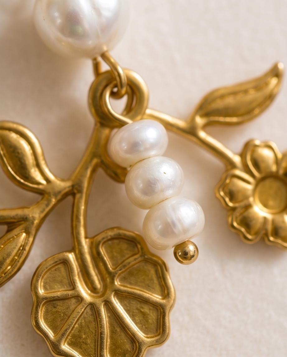 Floral Freshwater Pearl Earrings