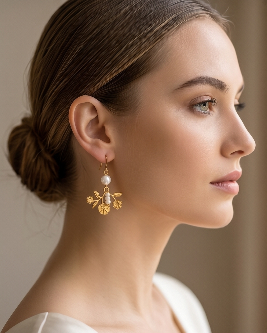 Floral Freshwater Pearl Earrings