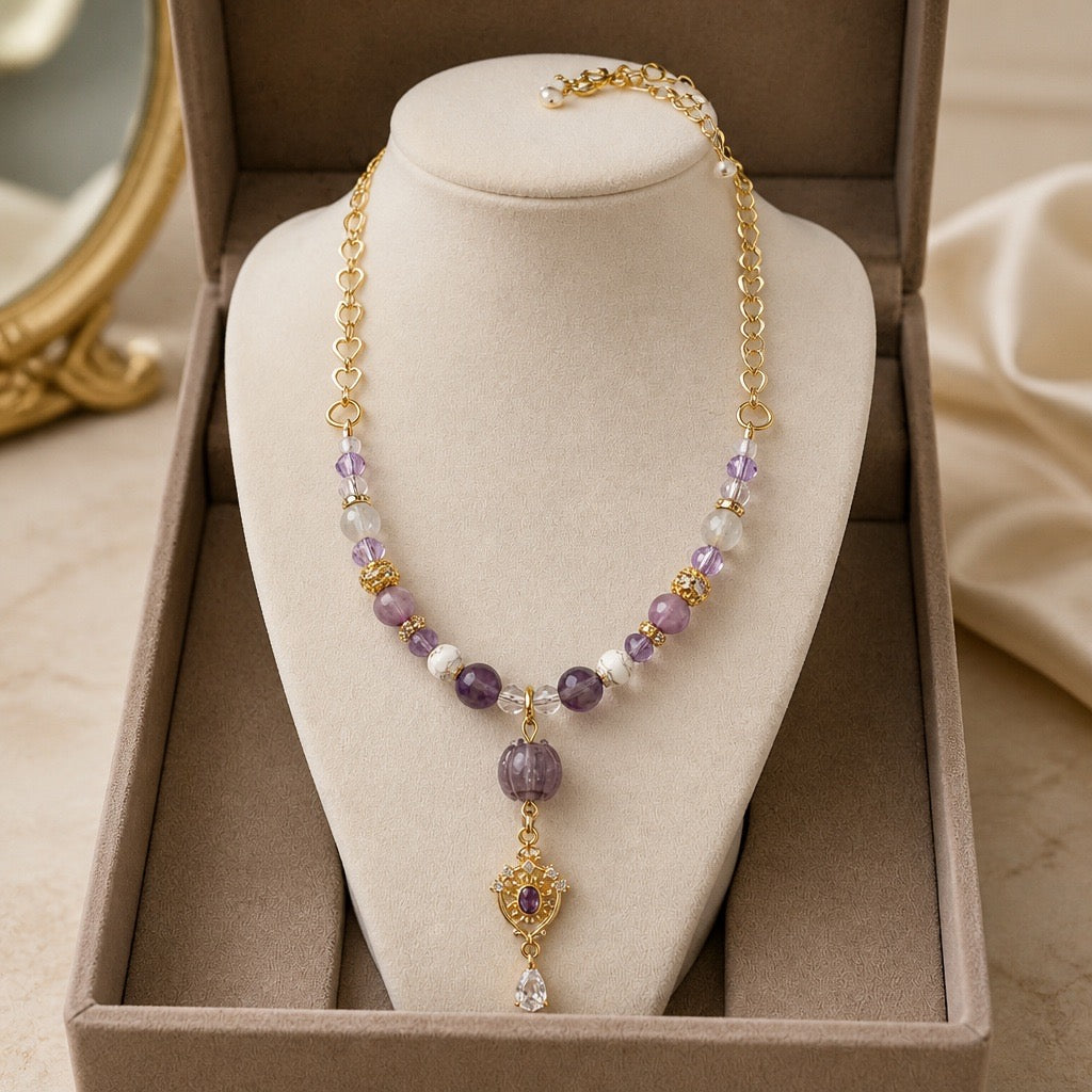 Dainty Purple Floral Necklace