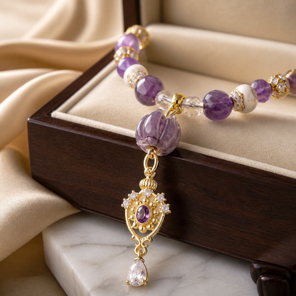 Dainty Purple Floral Necklace