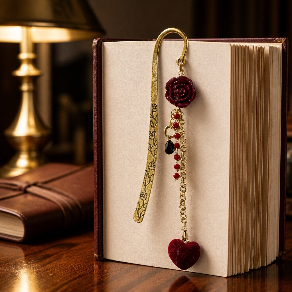 Rose & Heart Bookmark
