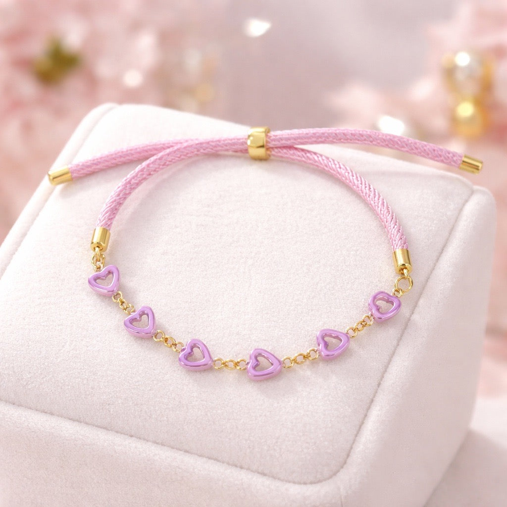 Pink Hearts Bolo Bracelet