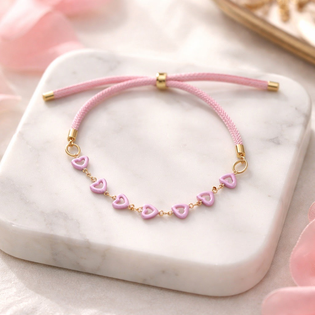 Pink Hearts Bolo Bracelet