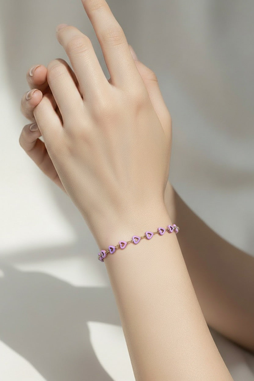 Pink Hearts Bolo Bracelet
