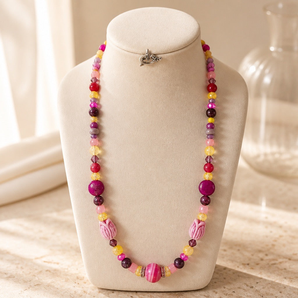 Agate & Citrine Tulip Necklace