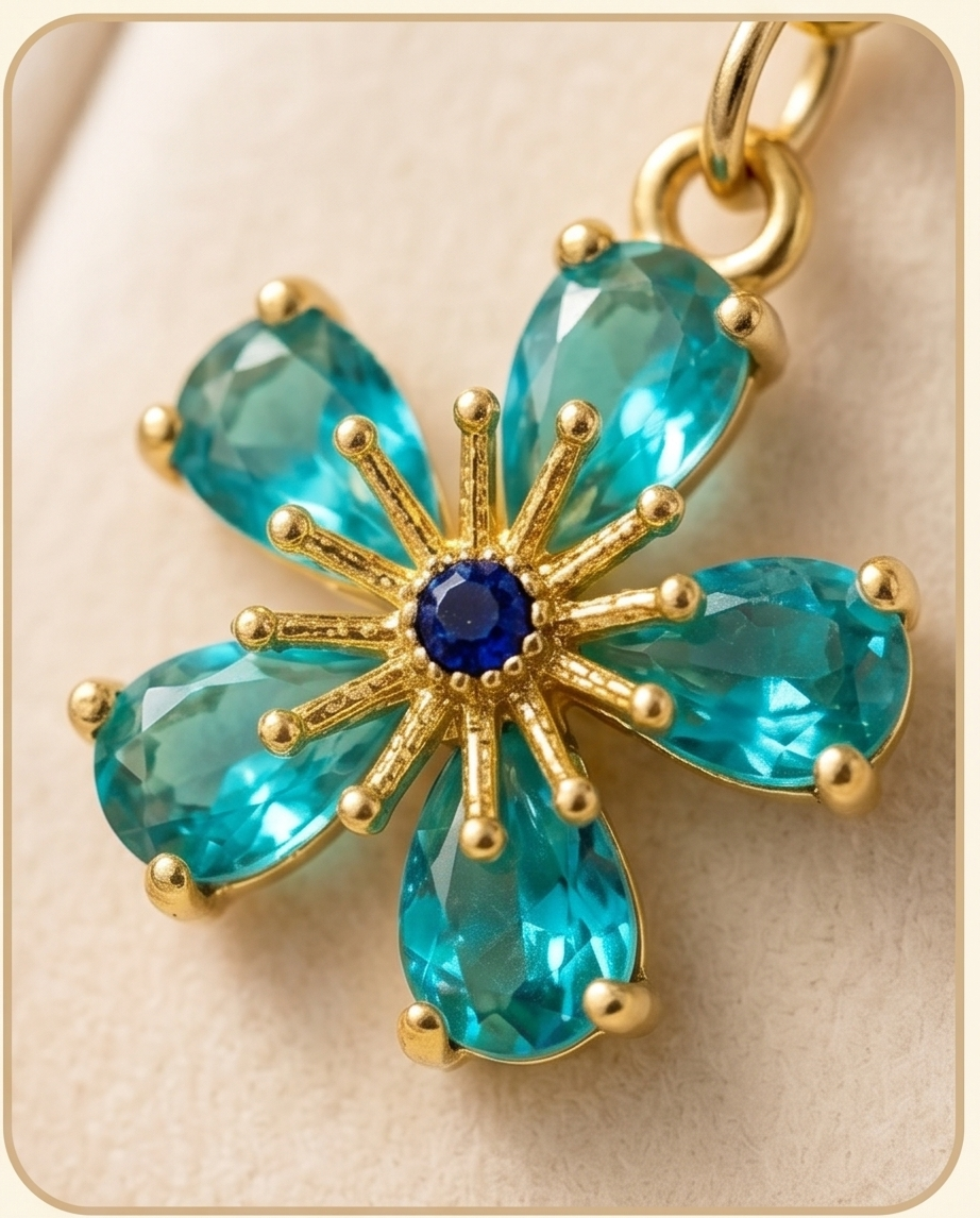 Cubic Zirconia Sparkly Flower Drop Earrings