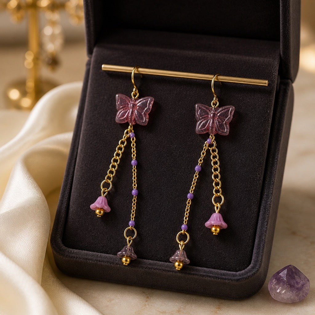 Butterfly Floral Tassel Earrings