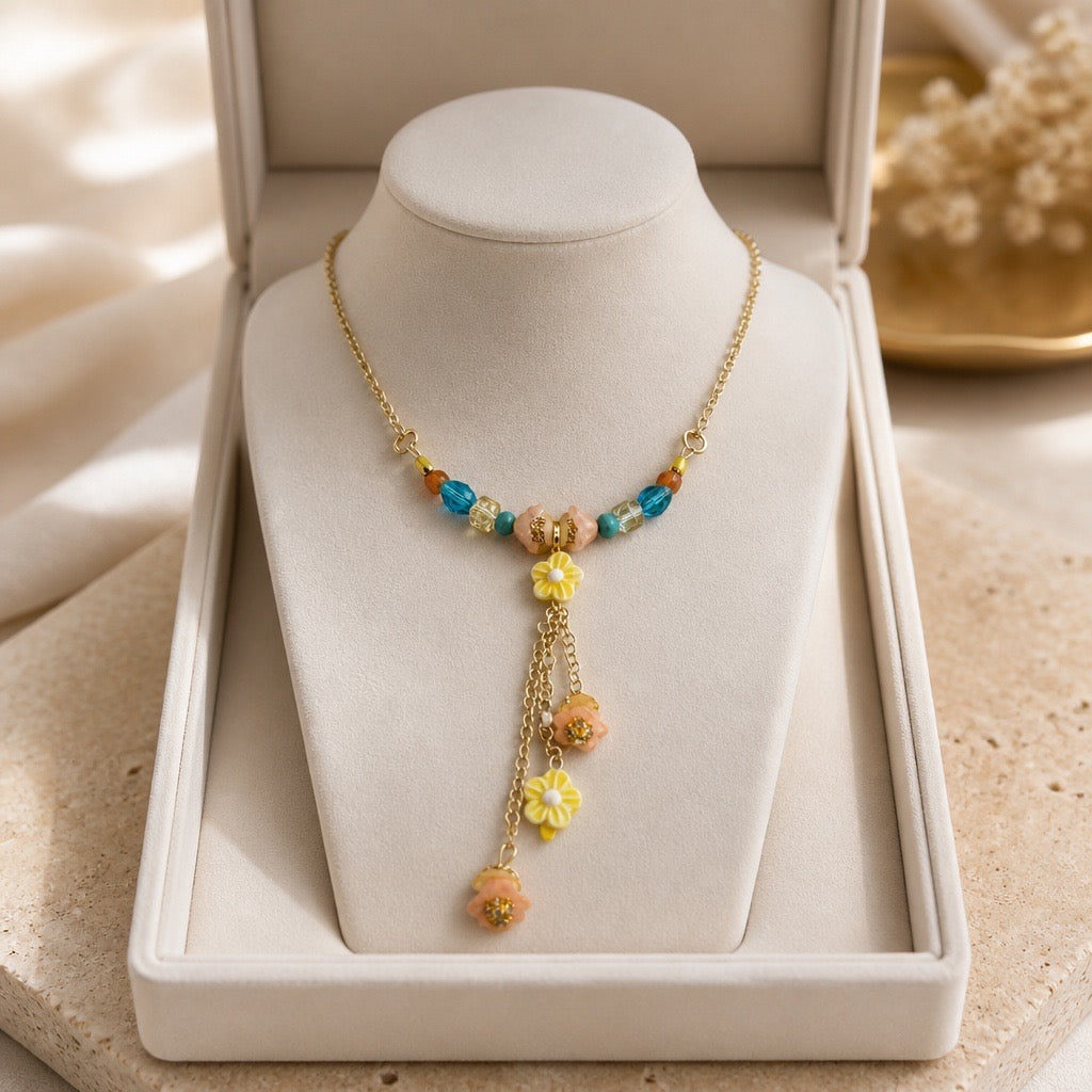 Colorful Floral Tassel Necklace