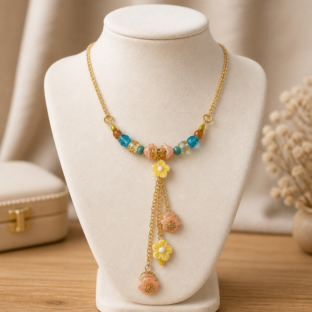 Colorful Floral Tassel Necklace