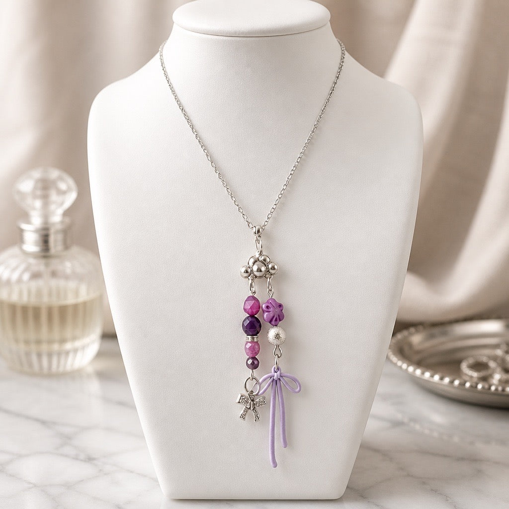 It’s Raining Bows in Purple! Necklace