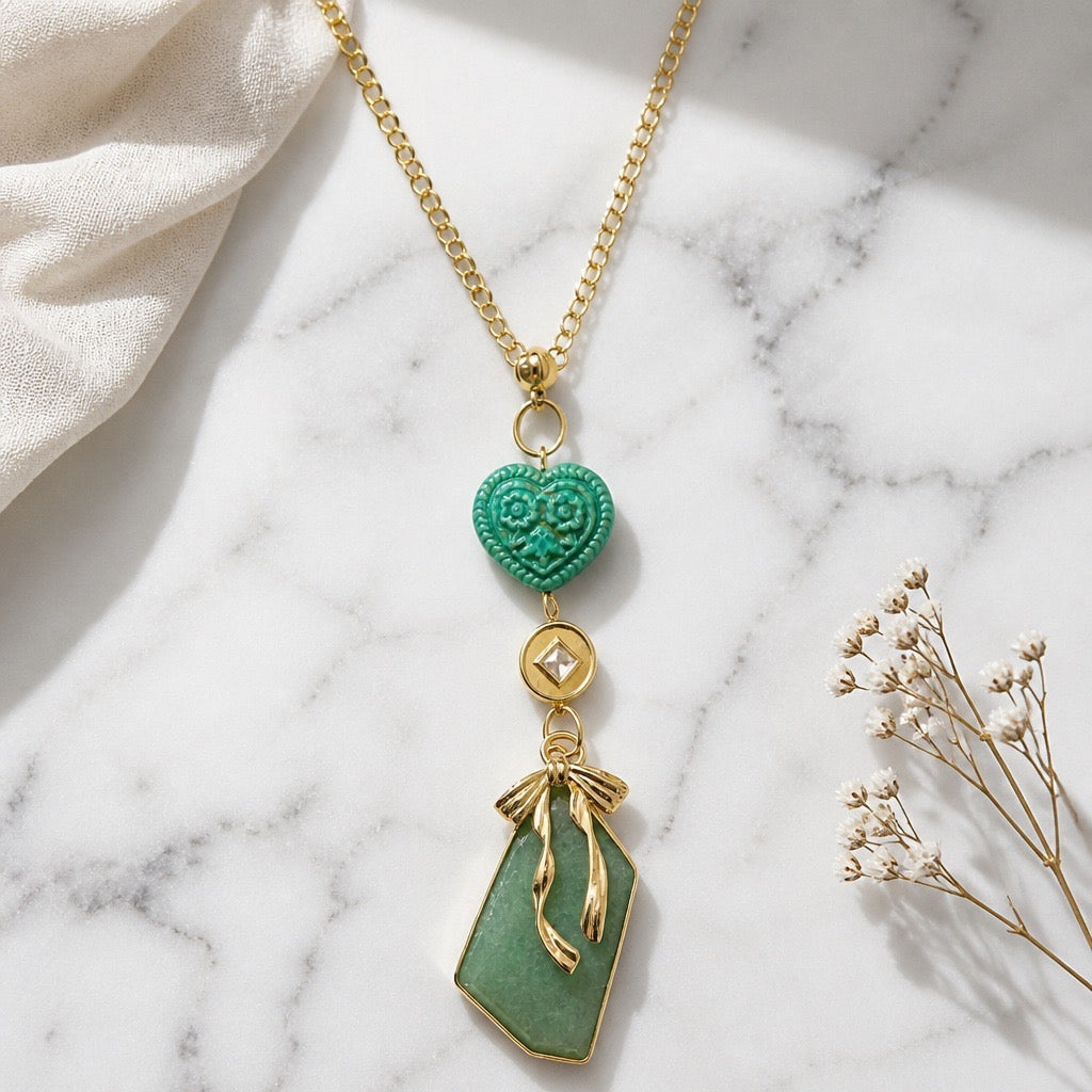 Green Aventurine Bow Necklace