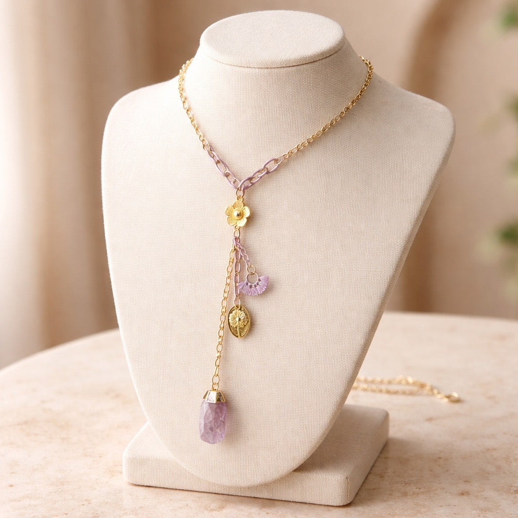 Rose Quartz Tassel Necklace