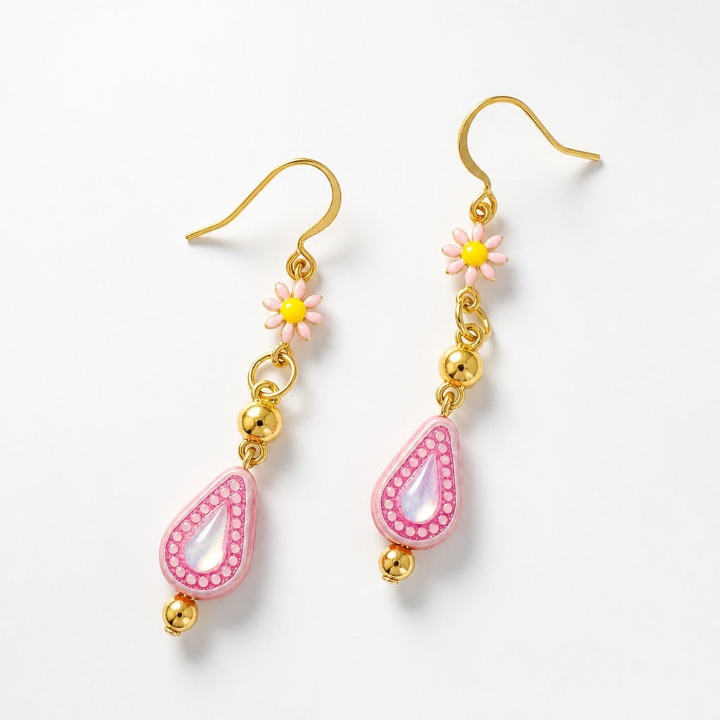 Pink Daisy Earrings
