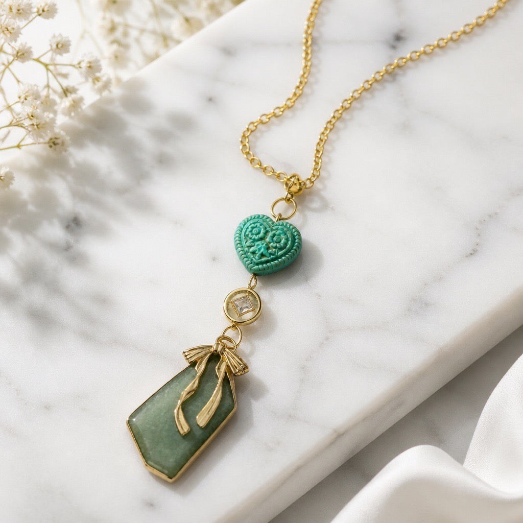 Green Aventurine Bow Necklace