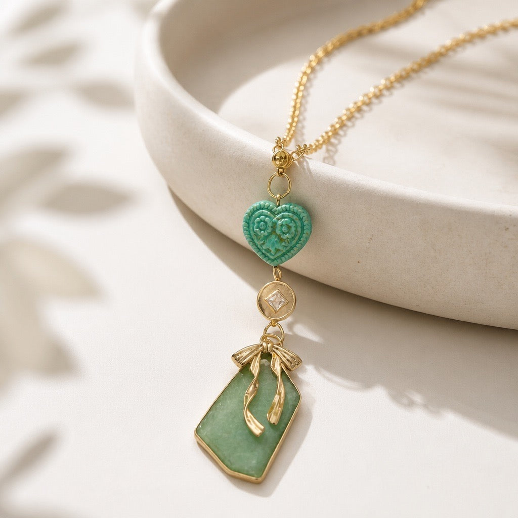 Green Aventurine Bow Necklace