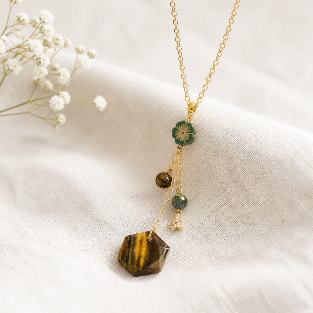 Tigers Eye & Moss Agate Necklace