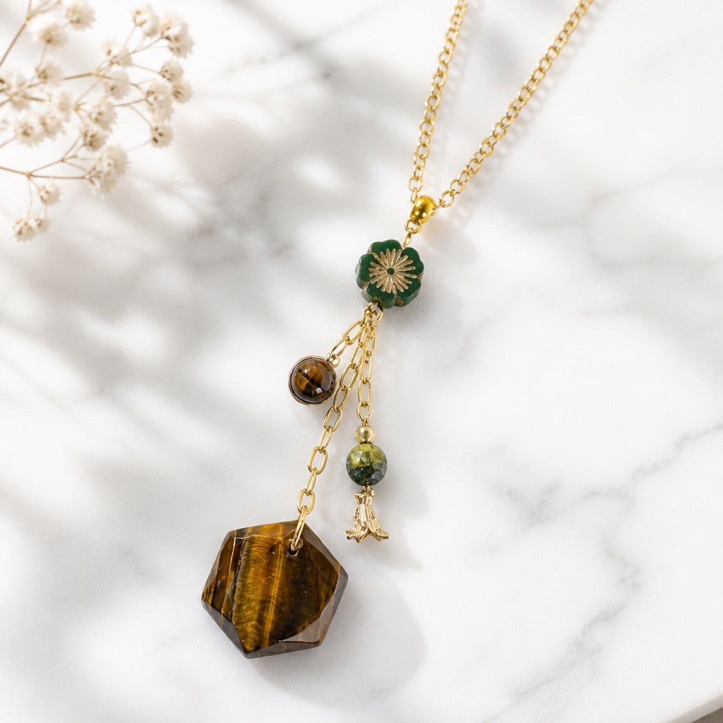 Tigers Eye & Moss Agate Necklace