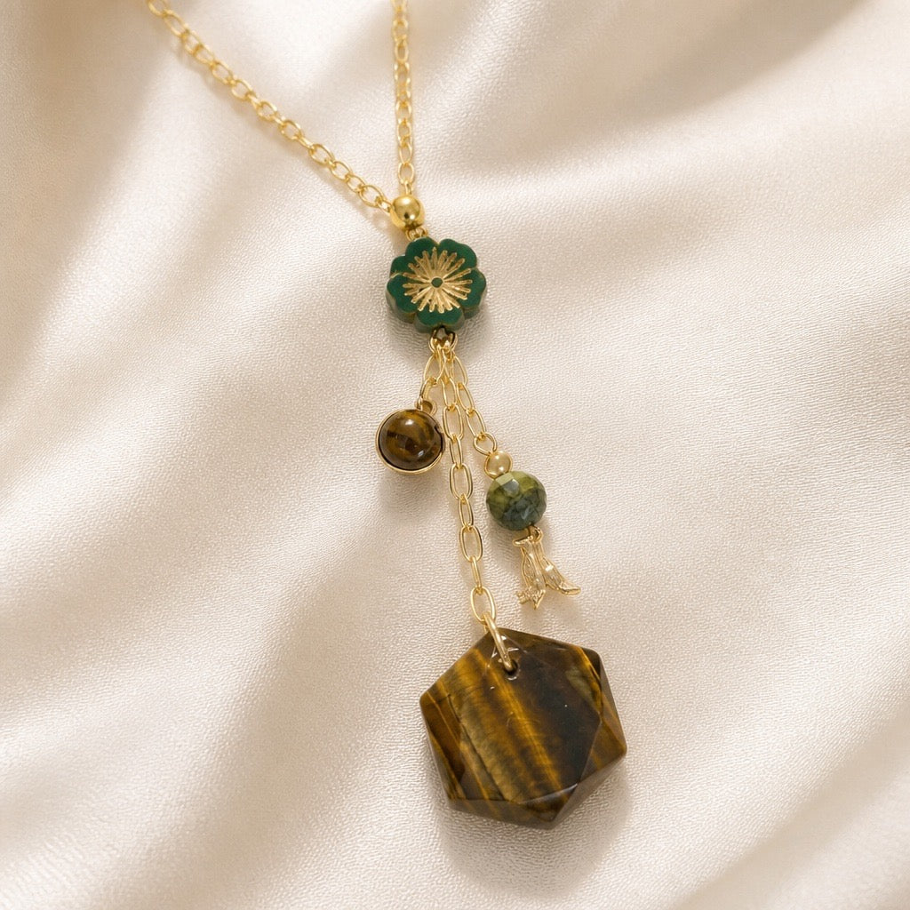 Tigers Eye & Moss Agate Necklace