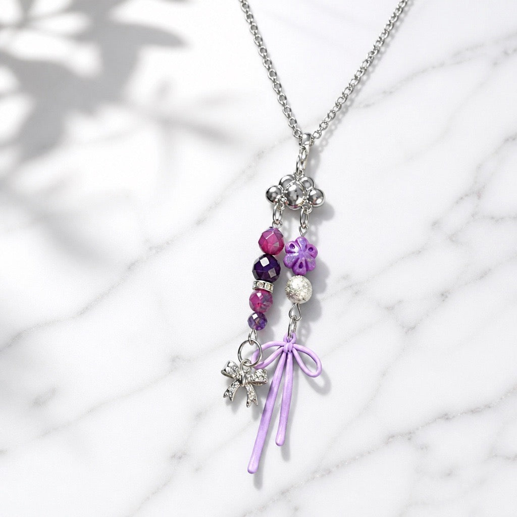 It’s Raining Bows in Purple! Necklace