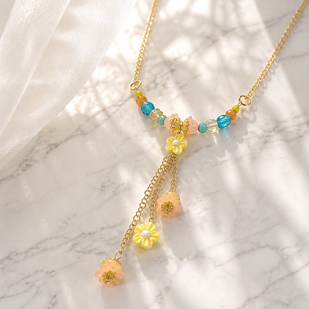Colorful Floral Tassel Necklace