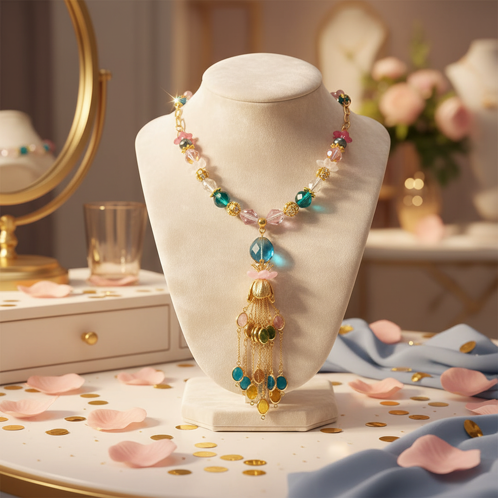 Fairycore Floral Tassel Necklace: Handmade OOAK Fantasy Jewelry