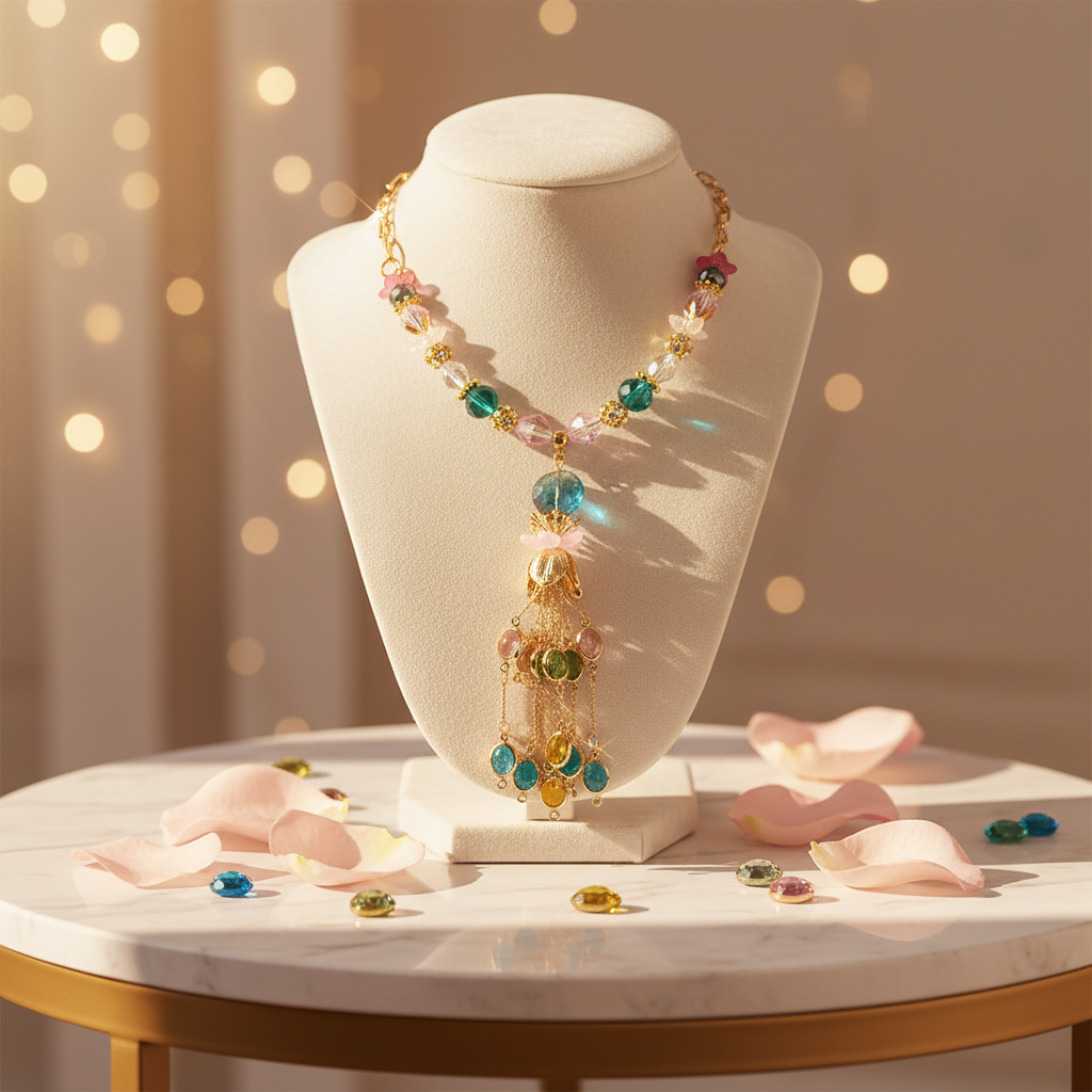 Fairycore Floral Tassel Necklace: Handmade OOAK Fantasy Jewelry